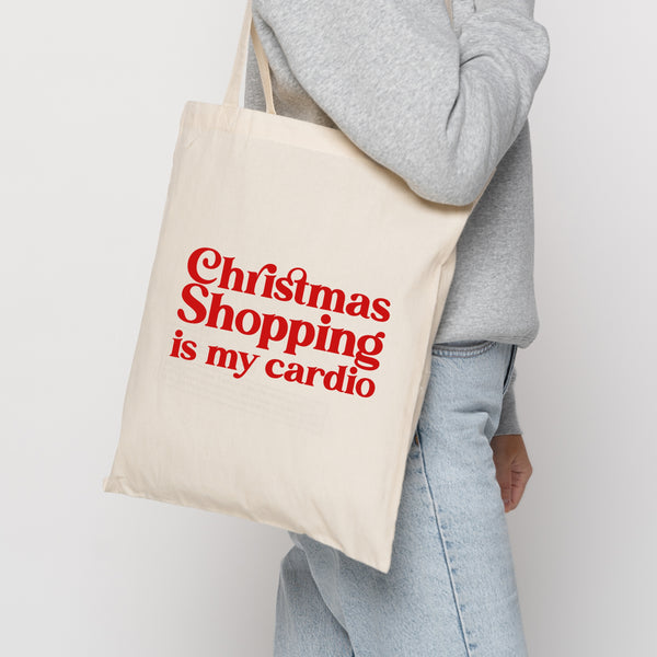 Riidest kott "Christmas shopping is my Cardio"